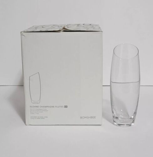 Bomshbee Sloan Glas Champagnerflöten 7,5 Unzen ~ 4er Set ~ NEU in offener Box - Bild 1 von 3