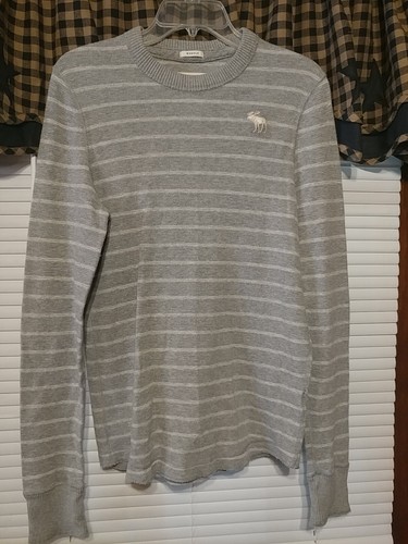 Abercrombie & Fitch Mens Muscle Sweater Gray Striped Sz L