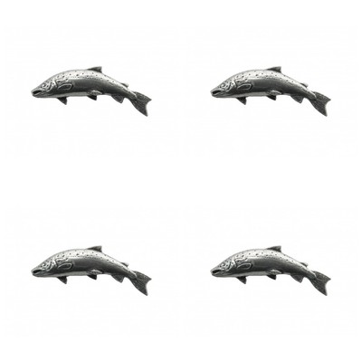 4 x Pin Anstecker Badge Salm Lachs