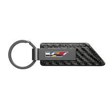 Cadillac V Logo Carbon Fiber Texture Strap Black Bar Key Chain