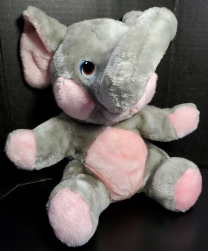 Vintage 1982 A & B Novelty PLUSH ELEPHANT Grey & Pink BROOKLYN DOLL CO. Great 👍 - Picture 2 of 10