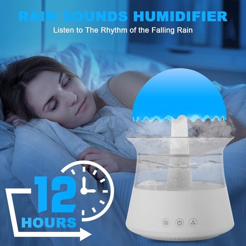 Umbrella Rain Humidifier Rain CIoud Humidifier Diffuser W/ 7 Colors Night Light - Picture 5 of 16
