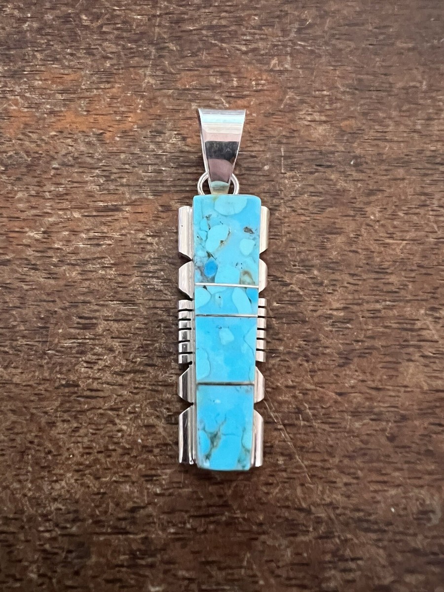 Stunning Zuni Native American Kingman Inlay Turquoise Sterling Silver Bracelet Stunning Zuni Native American Kingman Inlay Turquoise Sterling Silver Bracelet