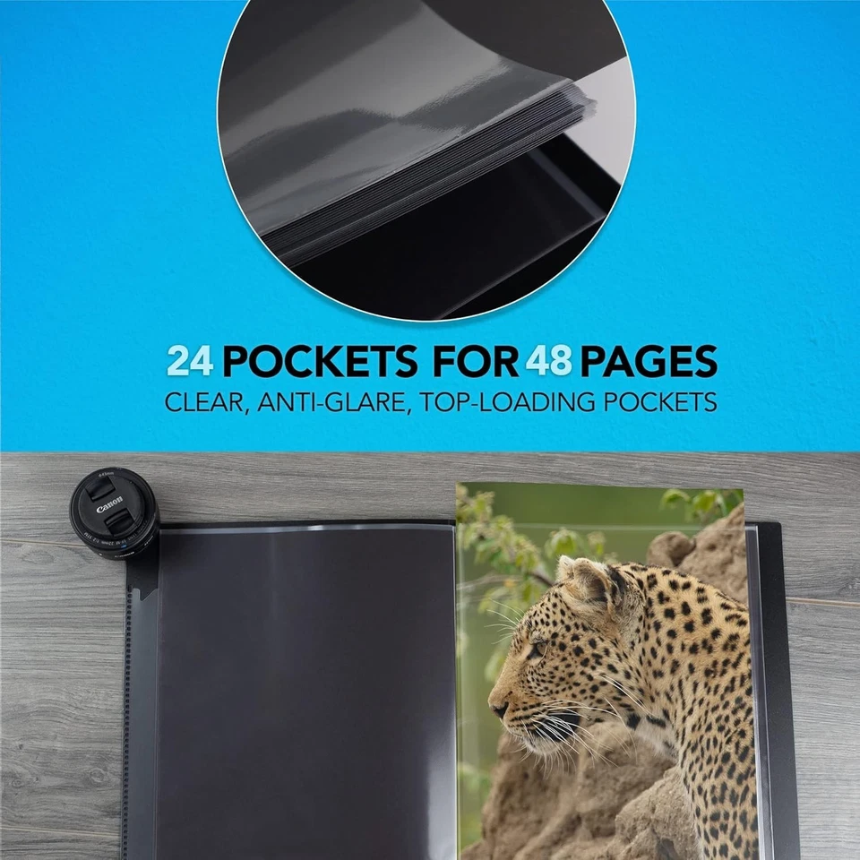 Itoya Original Art ProFolio 13 x 19 дюймов черный альбом с 48 кислотобезопасными пластиковыми рукавами - Изображение 4 из 4