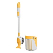 Yellow Silicone Toilet Brush With Holder 360 Degree Cleaning Non Scratch Bristle