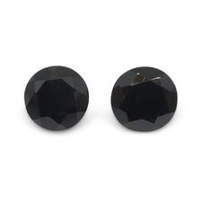 2.81ct Pair - 7mm Brilliant Cut Round Black Spinel from Sri Lanka