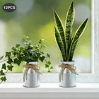 12* Tabletop Flower Vases Milk Can Jug Shape Vase For Decor With Hemp Rope Bow