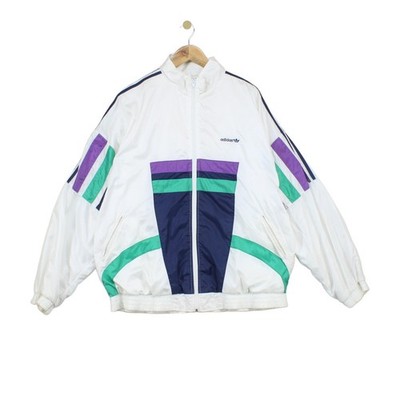 Vintage Adidas Trainingsjacke Herren Größe 46 weiß Trainingsanzug Oversized