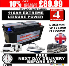12V 110AH LEISURE BATTERY HEAVY DUTY LOW HEIGHT (110 AH AMP)100% ACCURATE RATING