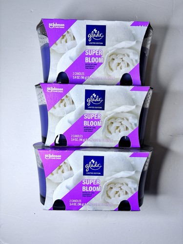 Glade Candle Infuses With Essential Oils , Supper Bloom 2ct Lot Of 3