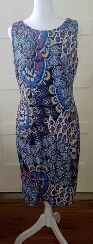 Joseph Ribkoff Dress Sz 8 Stretch Paillettes Sleeveless Colorful Packable - Picture 6 of 14