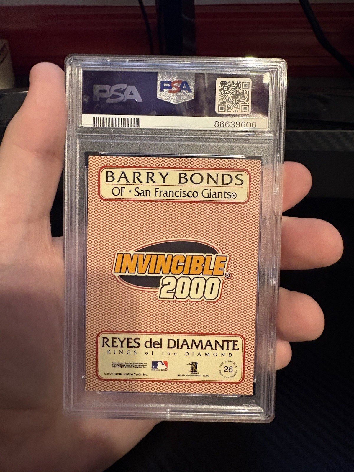 2000 Pacific Invincible Kings Of The Diamonds Barry Bonds PSA 6 view 2