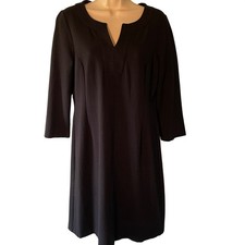 Talbots Women's Black V-Neck Dress Size 6 3/4 Sleeve Casual Office Classic
