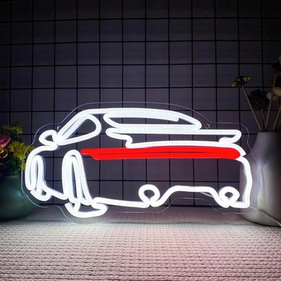 Neon Schild Auto Sport LED Netzteil USB 38x20cm