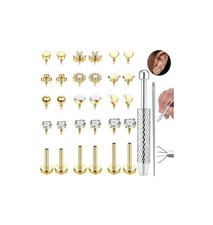 Flat Back Stud Earrings 16G 18G Hypoallergenic Surgical Steel Gold Silver Women