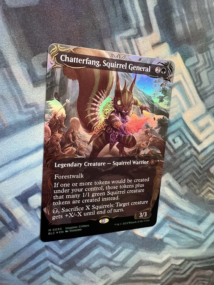 MTG Borderless Raised Foil Chatterfang, Squirrel General EX/LP Bloomburrow - Image 4 of 4