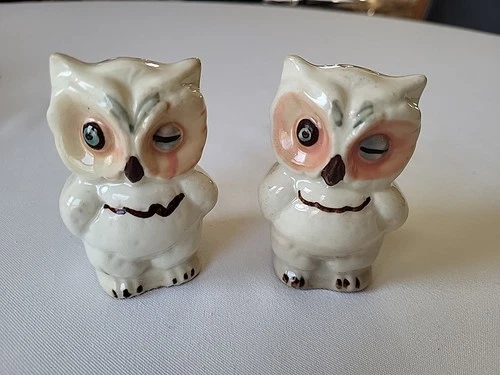 Vintage Shawnee Pottery Winking Owl Salt & Pepper Shakers