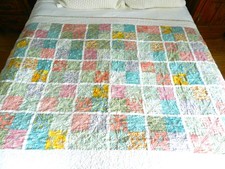 NOS Handmade Pastel Quilt, Lap Blanket, Wall Hanging, Baby