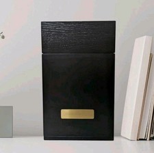 Premium Solid Large Black Wooden Urn for Human Ashes, Engravable Plates Included