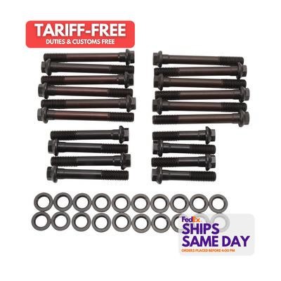 Edelbrock 85612, Kit Black Chromoly E-Series Head Bolt Kit Fits Pontiac V8 W/D-P - Picture 1 of 10