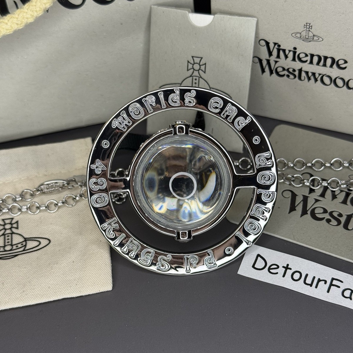 Vivienne Westwood Giant Orb Silver Clear Necklace Pendant WITH BOX