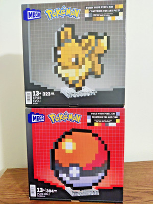 MEGA Construx 2-pack PIXEL ART Pokemon EEVEE & POKEBALL Building Toy gift