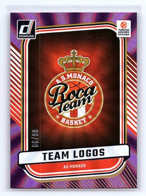 AS Monaco 2024-25 Donruss EuroLeague #11 Team Logos Purple Laser #/99