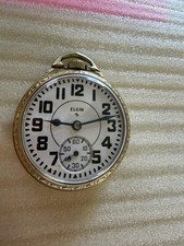 Elgin RR 16 Size Grade 571 21 Jewel B.W. Raymond Open Face Pocket Watch,  8 Adj