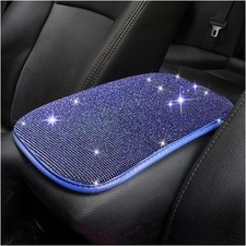 Bling Center Console Cover, Diamond Fashion ArmRest Pad, Crystal Soft Arm Blue