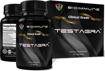 BioImmune TESTAGRA Testosterone Booster for Men. 10X Concentrated- 90 Capsules -