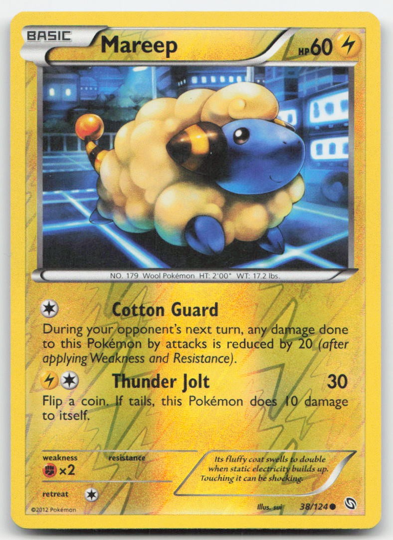 Mareep 38/124 Dragons Exalted Reverse Holofoil Pokemon TCG MP
