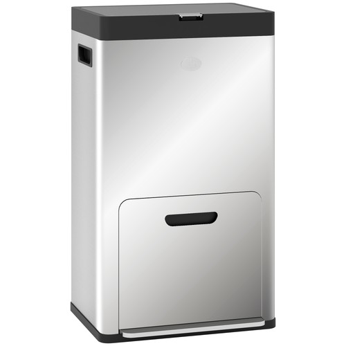 3 Compartment Kitchen Bin, Stainless Steel Pedal Bin for Recycling and Waste - Picture 10 of 11