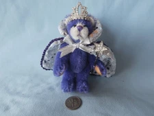 WORLD OF MINIATURE BEARS  "Regina" PURPLE 4" MOHAIR QUEEN THERESA'S JOINTED BEAR