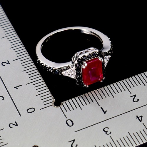 925 Sterling Silver Ring Octagon Ruby 8x6mm Spinel Gemstone Jewelry Size 7 - Picture 3 of 13