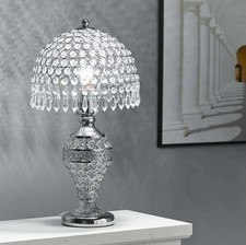 Luxury Modern Crystal Table Lamp Bedside Lamp Button Control Bedroom Living Room