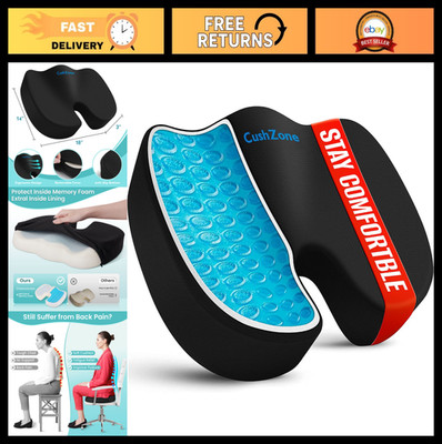 Cooling Gel Memory Foam Seat Cushion for Back Pain Relief - Office, Gaming, Car,