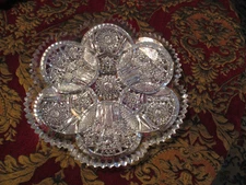 GORGEOUS! Antique American Brilliant Cut Glass  12" Platter / Tray Extreme Cut