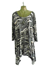 Tunic Top David Emanuel Grey Print Asymmetrical Size 20 New