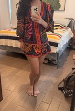 Farm rio Tropical Print Long Sleeve Ruffled Mini Dress