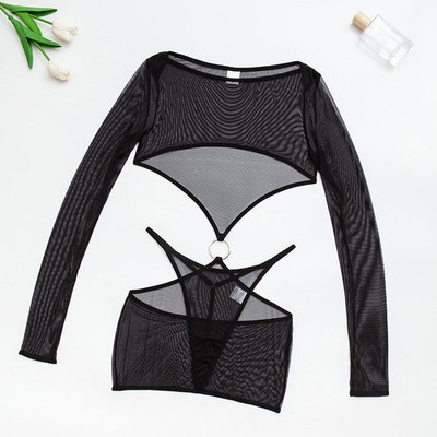 Womens Transparent Babydoll Sheer Mesh Sexy Bodysuit Sensual Lingerie Nightwear
