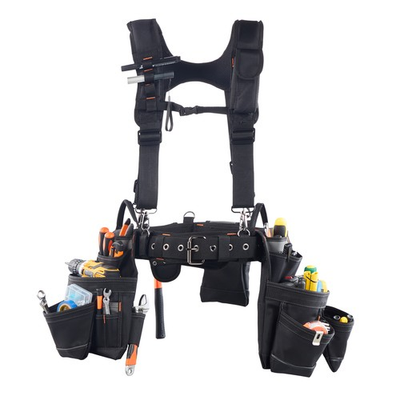 #ad #ad VEVOR Tool Belt Electricians Work Belt with Suspenders 19 Pocket Tool Pouch Bag $47.90