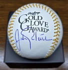 Johan Santana Signed Gold Glove Award Logo Baseball New York Mets Twins Beckett