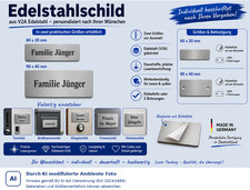 Edelstahlschild Gravur personalisiert V2AStahl Hinweisschild T&uuml;rschild Gravur