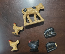 Vintage Lot- 6 Auburn Rubber AUB RUBR Farm Play Set Farm Animals - Calf/Pig