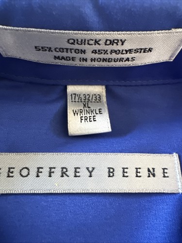 Geoffrey Beene Shirt Men's XL Blue Classic Fit Wrinkle Free Long Sleeve 17 1/2 - Picture 8 of 12