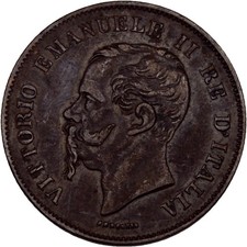 Italien 5 Centesimi  1861 Vittorio Emanuel 4,4g  Original M&uuml;nze #KLT113