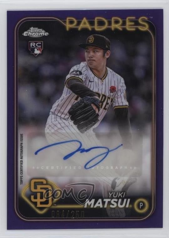 2024 Topps Chrome Update Purple Refractor 94/250 Yuki Matsui #AC-YM Auto 1dc4