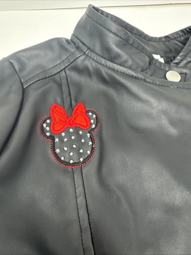 Disney Minnie Mouse Kids Biker Jacket Coat Size 6 Moto Motorcycle Faux Leather - Picture 2 of 7