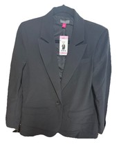 Vince Camuto Ladies Fully Lined Padded Shoulder Split Blazer Size S Black