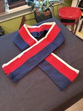 Vintage ALL-WOOL Made In France 5 x 48 Luxury Red White Blue Tube Style Scarf